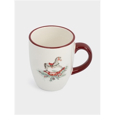Кружка, 330 мл, керамика D, красная, Лошадка, Festival