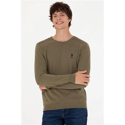 Erkek Haki Melanj Basic Kazak