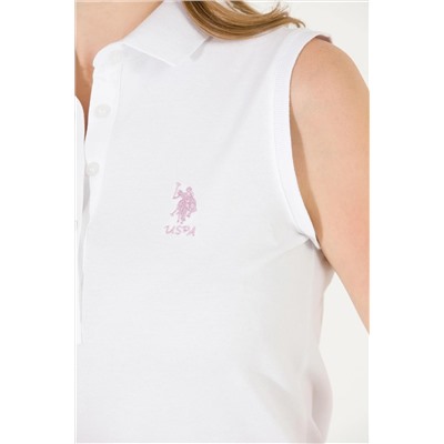 Kadın Beyaz Polo Yaka Örme Elbise