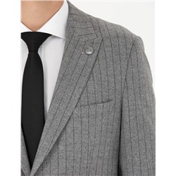 Gri Ekstra Slim Fit Çizgili Takım Elbise