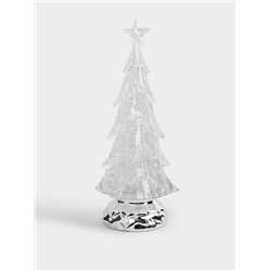 Снежный фонарь, 27 см, с подсветкой, акрил, серебристый, Ель с летающими блестками, Event