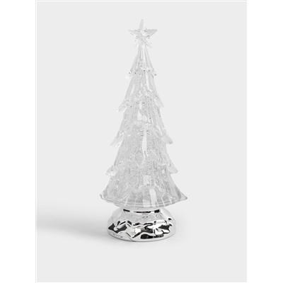 Снежный фонарь, 27 см, с подсветкой, акрил, серебристый, Ель с летающими блестками, Event