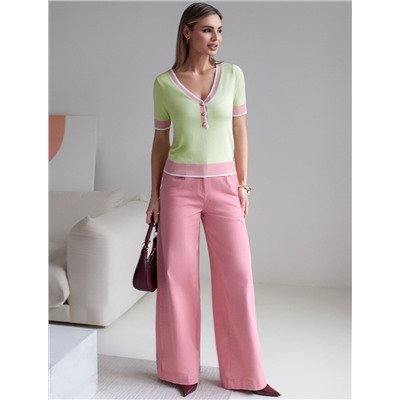 Джемпер с V-вырезом с коротким рукавом из вискозы