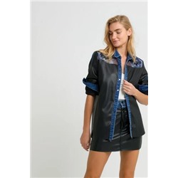 Camisa efecto piel detalles denim