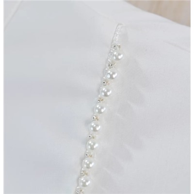 Женская нежная хлопковая рубашка с перламутровым украшением