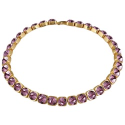 Колье Теннис (кристаллы SW аметист 8мм; покрытие золото) 37-40см, Есть комплект