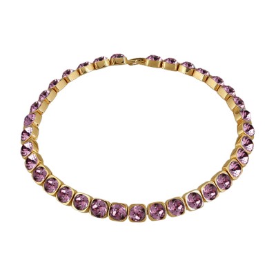 Колье Теннис (кристаллы SW аметист 8мм; покрытие золото) 37-40см, Есть комплект