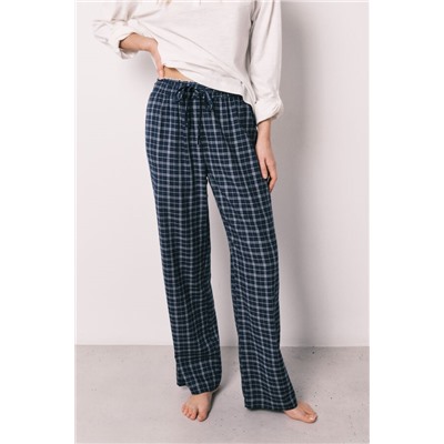 Pantalón largo azul estampado cuadros