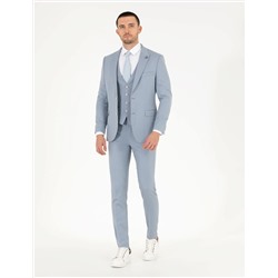 Açık Mavi Ex. Slim Fit Yelekli Takım Elbise