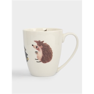 Кружка, 320 мл, фарфор N, белая, Ежик у елки, Child holiday