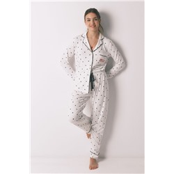 Pijama camisero largo estampado corazones