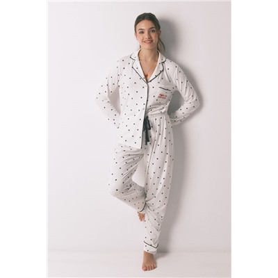 Pijama camisero largo estampado corazones