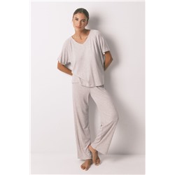 Pijama largo canalé perchado gris