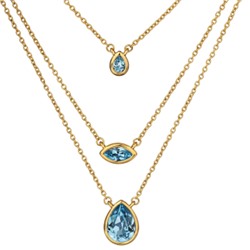 Колье Эйва (кристаллы SW аквамарин; покрытие золото) 47см, Есть комплект