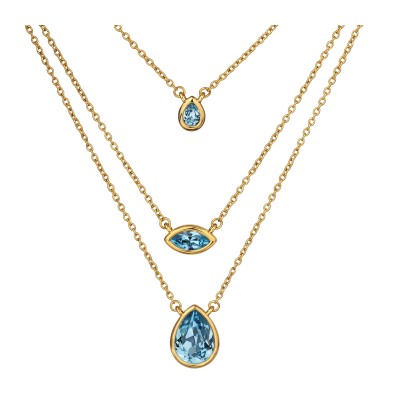 Колье Эйва (кристаллы SW аквамарин; покрытие золото) 47см, Есть комплект