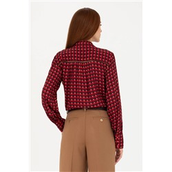 Kadın Bordo Uzun Kollu Gömlek