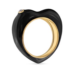 Кольцо Сердцебиение (эмаль черная; покрытие золото), Есть комплект