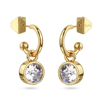 Серьги Теннис (кристаллы SW белые 8мм; покрытие золото), Есть комплект