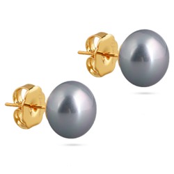 Пусеты (Майорка 12мм серо-голубая; покрытие золото), Есть комплект