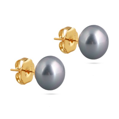 Пусеты (Майорка 12мм серо-голубая; покрытие золото), Есть комплект