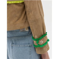 Krem Crop Top Deri Ceket