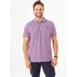 MARLED YARN POLO SHIRT WITH EMBROIDERED CREST