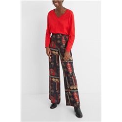 Pantalón ancho cenefas étnicas