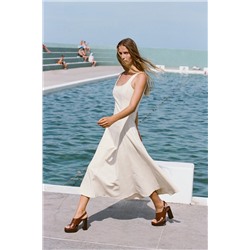 TOPSTITCHED MIDI DRESS