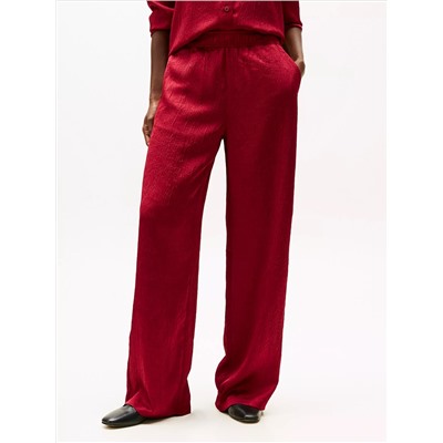 Textured Stretch Satin Pull-On Pant