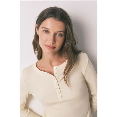 Camiseta manga larga algodón amarillo