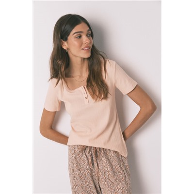 Pijama Capri algodón estampado rosa amarillo