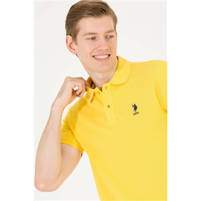 Erkek Koyu Sarı Basic Polo Yaka Tişört