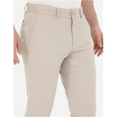 Bej Slim Fit Kanvas Pantolon