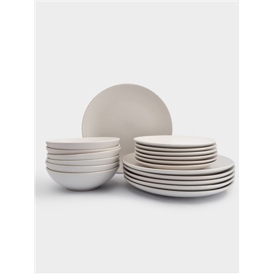 Сервиз обеденный, 6 перс, 18 пр, керамика, белый, в крапинку, Scanno