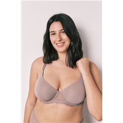 Sujetador clásico microfibra y encaje beige BEAUTIFUL