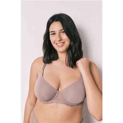 Sujetador clásico microfibra y encaje beige BEAUTIFUL