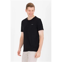 Erkek Siyah Basic Bisiklet Yaka Tişört