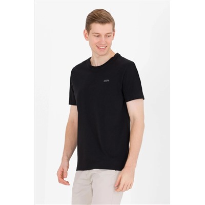 Erkek Siyah Basic Bisiklet Yaka Tişört