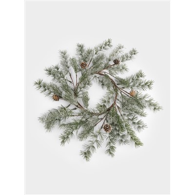 Венок декоративный, 16/48 см, пластик/шишки, Еловая ветка, Interior Conifer