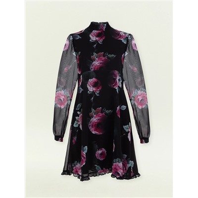 Платье мини из шифона с цветочным принтом, PL1421/armika