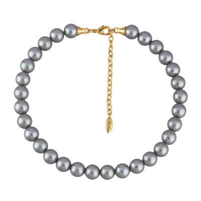 Бусы (Майорка 12мм серо-голубая; покрытие золото) 38-45см, Есть комплект