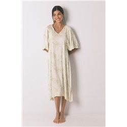 Camisón largo estampado manga ancha