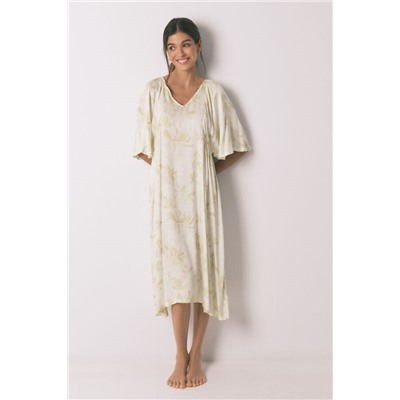 Camisón largo estampado manga ancha