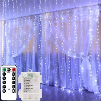Гирлянда - штора. В наборе крючок и пульт дистанционного управления)