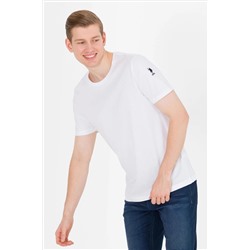 Erkek Beyaz Basic Bisiklet Yaka Tişört