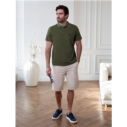 Футболка поло с плетеным воротником на пуговицах из эластичного хлопка