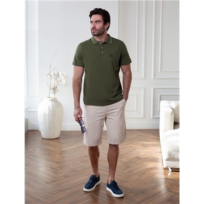 Футболка поло с плетеным воротником на пуговицах из эластичного хлопка