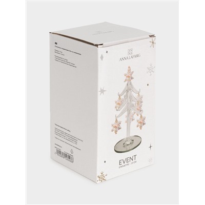 Статуэтка, 15 см, с подвесками, стекло, серебристая, Ель со снежинками, Event