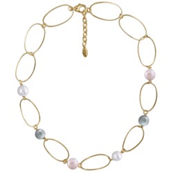 Колье Воздух (Майорка микс 12мм; покрытие золото) 60см, Есть комплект