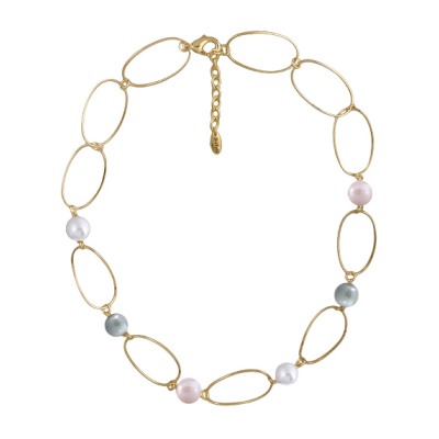 Колье Воздух (Майорка микс 12мм; покрытие золото) 60см, Есть комплект